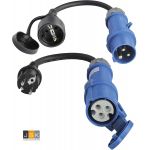 CEE Jachthaven stekker set | 2x adapterkabel CEE 0,3 meter zwart 230V 16A 3-polig 163162 - JSK Handelsonderneming