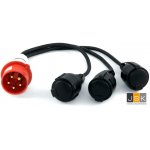 Cable Soolutions Adapters voor Rode CEE stopcontacten Rode mannelijke CEE-stekker 16A naar 3 Schuko vrouwelijke stekkers 16A - 325->162 - 165162/3 - JSK Handelsonderneming