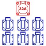 Keraf verdeelkast type IMST | 1x CEE 32A/5p-380V | 6x schuko 16A-230V | 108654 - JSK Handelsonderneming