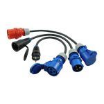 3x Camping Verloop Adapter CEE stekker naar 230V koppeling voor Caravan Boot Markt Foodtruck H07RN-F 3x2,5mm² 16A