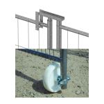 Nylon Loopwiel en scharnier voor bouwhek als set geleverd | Construction fence wheel and fence hinge incl. construction Fixed clamp supplied as a set - JSK Handelsonderneming