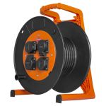 JUMBO® L lege kabelhaspel met 4 contactdozen zwart/oranje Zwart - 281.814 - JSK Handelsonderneming