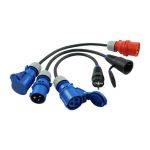 3x Camping Verloop Adapter CEE stekker naar 230V koppeling voor Caravan Boot Markt Foodtruck H07RN-F 3x2,5mm² 32A