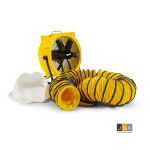 Dryfast stofafzuigset DFV4500LSAU, Geschikt voor ruimtes tot 240 m³, Luchtdruk max. 80 Pa, 3 traps regelbare axiaal ventilator DFV4500 stofopvangzak SZ3/450 2x adapters