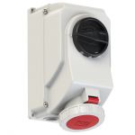 853.526 | Afschakelbare CEE-wandcontactdoos IP67 63A 3 x M40 | 400V (50+60 Hz) rood | Mechanische vergrendeling | EAN-Code: 4028232202371 - JSK Handelsonderneming