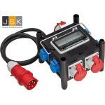 Compacte rubberen stroomverdeler / rubberen verdeler (2m kabel, 2xCEE 400V/16A, 1 x CEE 400V/32A, 4x 230V/16A, gebruik op de bouwplaats en permanent buitengebruik, MADE IN DUITSLAND)