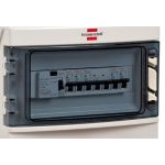 Draagbare stroomverdeler met FI-stekker (verdeelblok met 1x32A + 2x16A CEE-stekkerdozen, 2m oliebestendige kabel, voor gebruik op de bouwplaats en permanent gebruik buiten IP44)