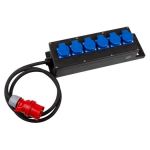 CEE massief rubberen blok 16A,400V, 6u met 2m voedingskabel H07RN-F 5G2,5 qmm Uitgang: 6x Schuko stopcontact 230V -> onbeveiligd - POWER X-Line XS.006.0000-3