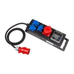 SIROX Rubberen verdeeldoos ''POWER X-line S'' 230V, 16A met CEE stekker 16A 5-polig 400V met 2m kabel H07RN-F 5G2,5mm2 zwart, 3x Schuko 230V, ongezekerd 1x CEE aanbouwcontactdoos 16A 5-polig 400V, ongezekerd Met aardlekschakelaar 40A 4-polig 0,03A over alle uitgangen - POWER X-Line S, XS.013.0001