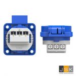 105-0BX10 - Reserve stopcontact haspels IP 54 blauw, flensmaat: 50 x 50 mm, incl. dunne flensdichting, afstand tussen de bevestigingsgaten: 38 x 38 mm, 601.050 Blauw