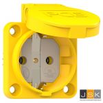105-0e - Reserve stopcontact wandverdeelkasten IP 54 geel, flensmaat: 50 x 50 mm, incl. dunne flensdichting, afstand tussen de bevestigingsgaten: 38 x 38 mm, 601.050 Geel