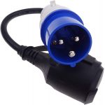 163162 Verloop stroom adapter CEE 16A 3-polig 230V IP44 naar 230V 2-polig  rubber contrastekker met randaarde - JSK Handelsonderneming