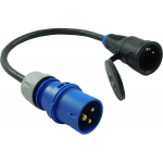 CEE verloop adapter voor lasapparaten, CEE 3-polig 32A naar Schuko 2-polig 16A - 323162 - 50 cm kabel