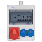 Kunststof Wandverdeler Worms 062.012.0121-SI Wandverdeler Worms SIEMENS REG toevoer M 25 boven, FI, Uitgang: 1 x CEE 16 A, 400 V~2 x stopcontact 230 V~