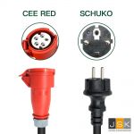 162325 - Mennekes CEE 32A 5 Pin Stekker naar EU Schuko Stekker, Schuko Adapter voor 11KW 32A 3 Fase EV Lader