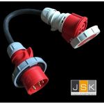 CEE Cable adaptador refrigerado 0,5 metros 32A 5p 6h Macho -> 32A 4p 3h Hembra, 380-400V - 325324/3h