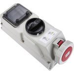 PCE 76352-6 Abschaltbare CEE - Wanddose - IP 67 / IP 55 mit Schalter und Nor CEE-WD 63A, 5p.6h, 400V, IP67 rot, mit DIN-Schiene, 400V (50+60 Hz) rood, Mechanische vergrendeling, EAN-Code: 4028232060872 677.3526/103894