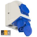 9213-6 / 692.136 - CEE-wall mounted socket + safety socket COMBO 16A 3p 6h IP44