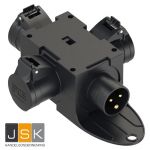 9430055 PCE 16A Compacte verdeler 3x 16A out black | 3x CEE 16A 380V-400V van 1x 16A 5-polig naar 3x 16A 3-polig - 943.0055/127621