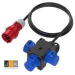 PCE 9400439 Mobiele adapterbox type St.Anton met 1,5 m kabel H07RN-F 5G1,5 mm² en stekker 16A 5-polig 400V. Uitgang: 3x CEE Cara-stopcontact 16A 3-polig 230V niet gezekerd - 107119