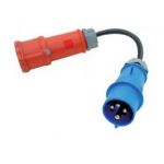 Adapter CEE rood 3x16A (Female) naar CEE blauw 1x16A (Male) - SKU: BS-CEE-ADAPT-BL-16A1F