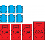 VOTHA WIESBADEN wandverdeler - onbedraad zonder automaten met 1x CEE 32A, 3x CEE 16A, 6x WCD'S 230V -  083.136.0000-V - EAN: 4028232140147