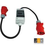 32A CEE - mobiler digitaler Stromzähler - geeicht - (mit Reset) IP44, 32A CEE 5-Pol Stecker auf 32A CEE 5-Pol Kupplung