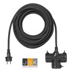 Verlengkabel 10 meter 3-voudige contrastekker met verend klapdeksel H07RN-F 3G1,5 mm²  - 1446373561