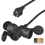 Verlengkabel 10 meter 3-voudige contrastekker met verend klapdeksel H07RN-F 3G1,5 mm²  - 1446373561