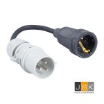 Adapterkabel adapterledning 25cm - CEE 12h stik til Schuko kobling til isolationstransformator - 163162/12h