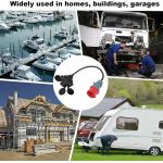 Verloopstekker van CEE 16A 5-polig Male naar 3x rubberen contrastekker 230V 2-polig met randaarde Female - 165->162/3 - 165162/3 - JSK Handelsonderneming