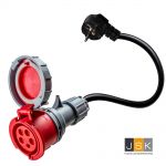 32A 5-polig naar Schuko adapter, IP67 beschermingsklasse, CE- en TÜV-gecertificeerd, 2 jaar garantie - 162325/67