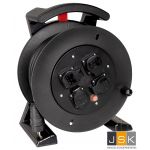 JUMBO kabelhaspel zwart 40 meter kabellengte, 4 contactdozen, H07RN-F 3G1,5 mm² - 2211.114.1401