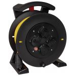 JUMBO kabelhaspel zwart 40 meter PUR kabellengte, 4x wandcontactdoos, H07BQ-F 3G1,5 mm² - 2211.114.7405