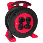 JUMBO kabelhaspel 2.0 in rood-zwart, 4 contactdozen, H07RN-F 3G2,5 mm², 25 m,  lengte 25 m - 2241.414.2401