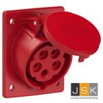 415-6 CEE opbouw-apparatenstekker schuin, IP 44, 5-polig, 400 V, 6h, schuin 16A, Flensmaat 80 x 97 mm - 604.156/103178 EAN: 4028232007600