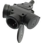 SIROX 3-Wege Schuko Kupplung m. Deckel am Band IP44 - 801.476.01 EAN: 4028232290309