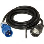 Verloopstekker/ adapter 1 fase CEE 16A naar schuko 230 Volt | CEE 16A 3-polige 230V IP44 naar 230V 2-polige rubber contrastekker met randaarde 163162