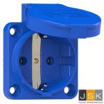 Vervangings inbouw contactstop IP 54 blauw, flensmaat: 50 x 50 mm, incl. dunne flensdichting, afstand tussen de bevestigingsgaten: 38 x 38 mm, 601.050 Blauw PCE 105-0b