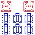 KE05N KERAF Ypsilon verdeelkast 2x16/5/400 6x SchuKo +N ingang en doorlus 32A 5p - 108504