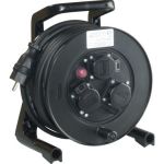 met 3 contactdozen en zware rubberkabel 25 m Zwart   Lengte 25m  - 111.113.1251