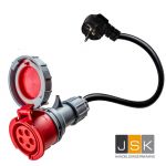 162165/IP67 16A 5-polig naar Schuko adapter, IP67 Beschermingsklasse, CE- en TÜV-gecertificeerd