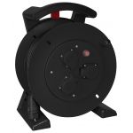 JUMBO kabelhaspel 25 meter zwart, 3 contactdozen, H07RN-F 3G1,5 mm² - 2211.113.1251