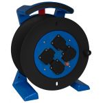 JUMBO kabelhaspel 2.0, lege trommel in blauw-zwart, 4 schokbestendige contactdozen  -  2261.614