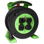 JUMBO kabelhaspel groen-zwart 25 meter lengte, 4 contactdozen, H07RN-F 3G2,5 mm² - 2271.714.2251
