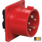 625-6F7V | CEE aanbouw apparatenstekker IP44, 5-polig, 400V, 6h 32A | Flensmaat 75 x 75 mm steek 60x60mm | EAN-Code: 4028232031421 | Sirox PCE 606.256-1/103561