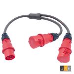 Y-splitter CEE 16A 5-polig, H07RNF 2,5mm² 0,5m > 2x CEE 5-polig 16A 0,5m rood Bals IP44