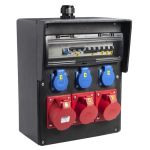 Wandverdeler bedraad Rubber 203mm 32A | 1x 32A 5p 400V | 2x 16A 5p 400V | 3x randaarde-contactdoos 230V | "Waldeck" 032.123.1131 - JSK Handelsonderneming