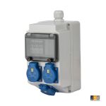 107741 KE9100 Kunststof wandkast Lech 3xSchuKo Aut C-kar 3x16A 1p+N wartel M25 3 x automaat 16A 1p+N C-kar - Keraf