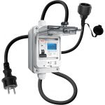 Stroommeter voor stopcontact 230 VAC 16A, mobiele digitale elektriciteitsmeter voor stopcontact met FI circuit Breaker type A, 230V IP44 Schuko Plug, tussenmeter power met IP67 elektrische meter